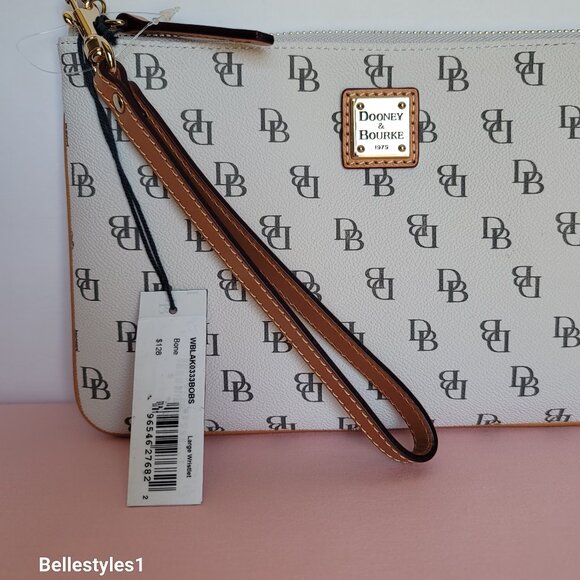 DOONEY & BOURKE Blakely Signature Logo Print Large Wristlet- Bone color ⭐ - Picture 16 of 16